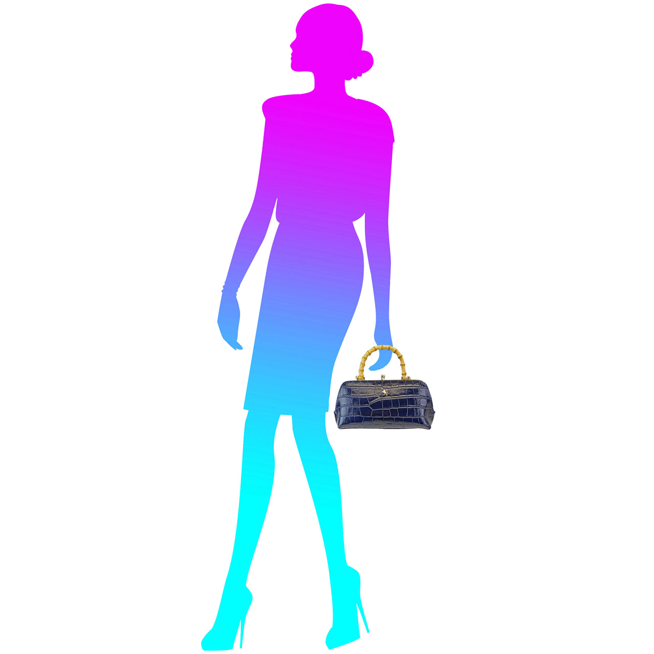 Pratesi Candeli Handbag K565 in genuine leather - Croco-Embossed Blue - LQE