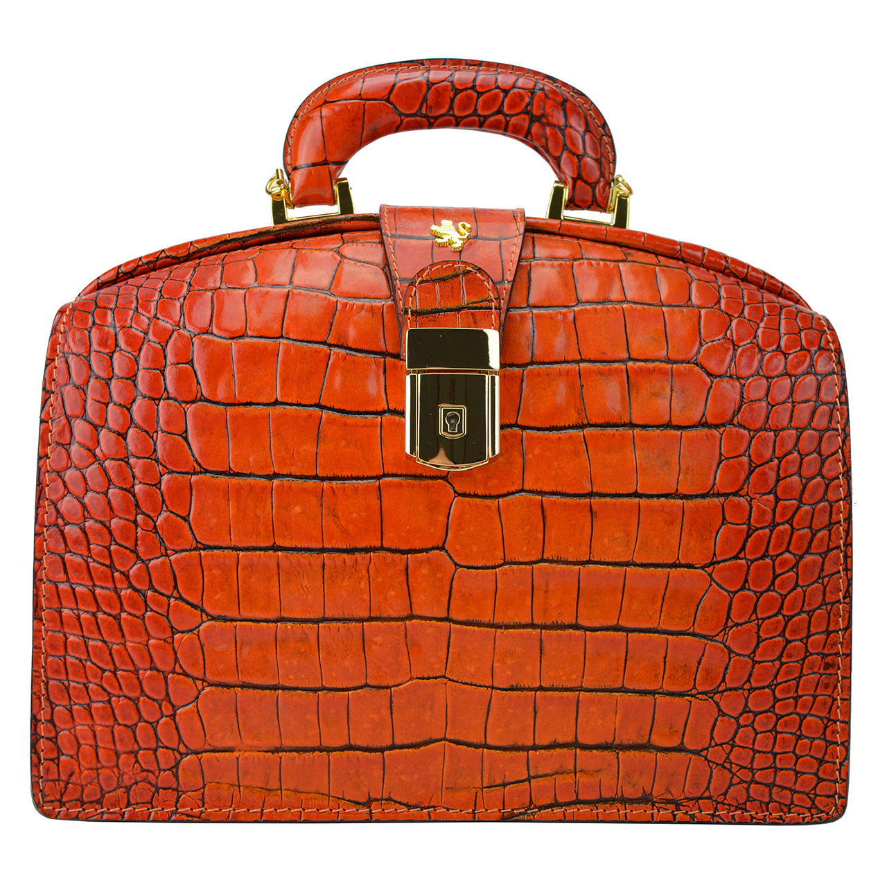 Pratesi Miss Brunelleschi Woman Bag in croco-embossed leather - Orange
