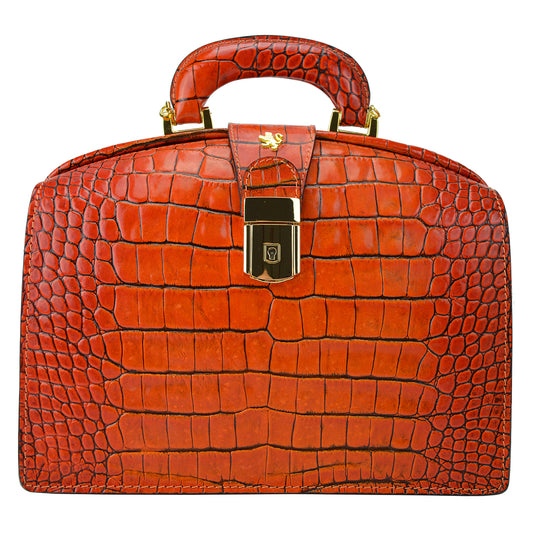 Pratesi Miss Brunelleschi Woman Bag in croco-embossed leather - Orange