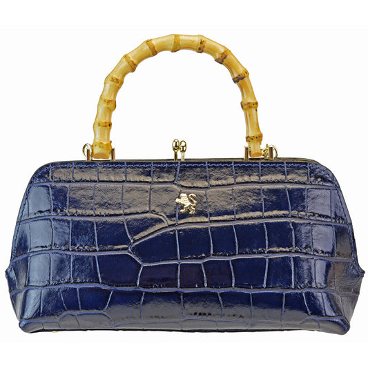 Pratesi Candeli Handbag K565 in genuine leather - Croco-Embossed Blue - LQE