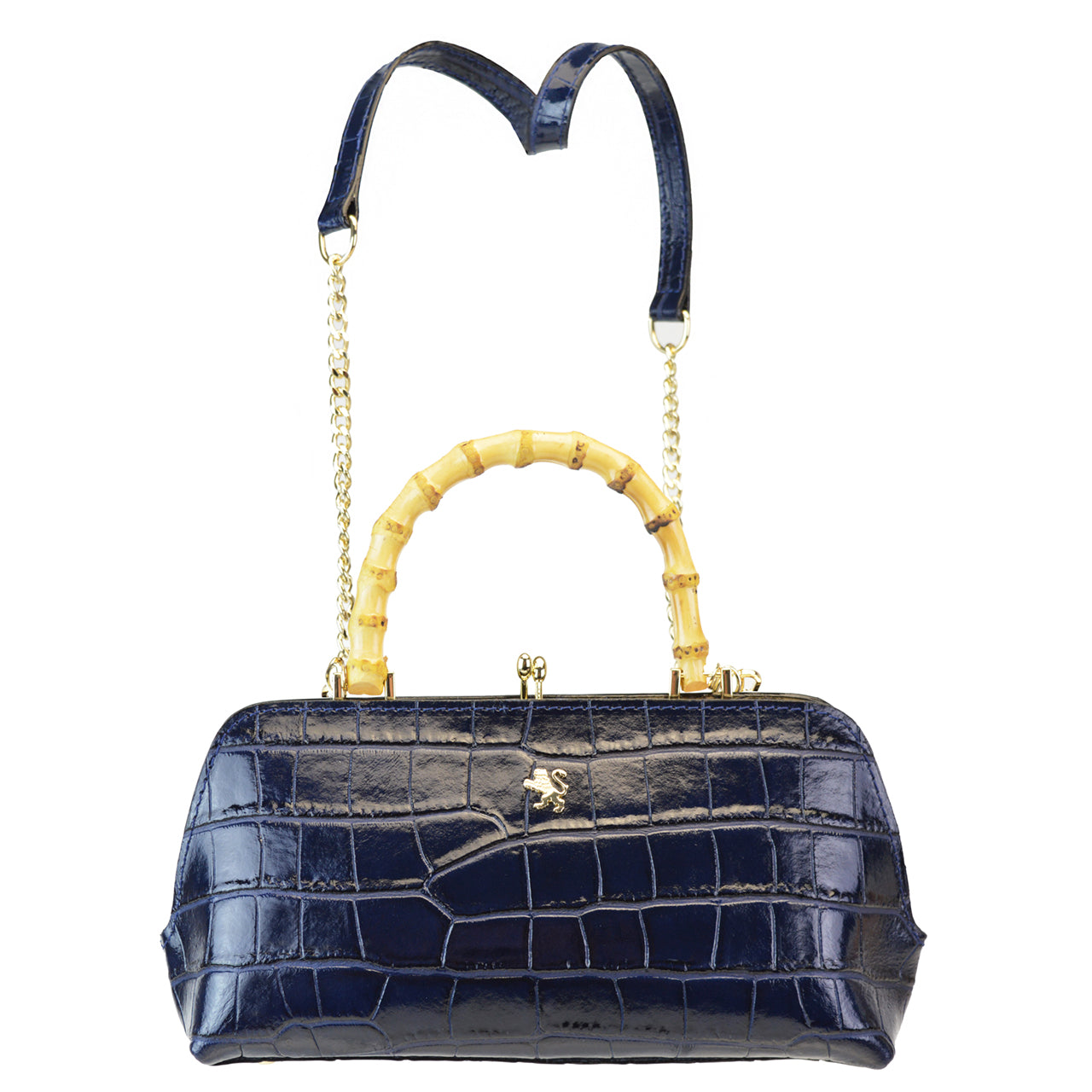 Pratesi Candeli Handbag K565 in genuine leather - Croco-Embossed Blue - LQE