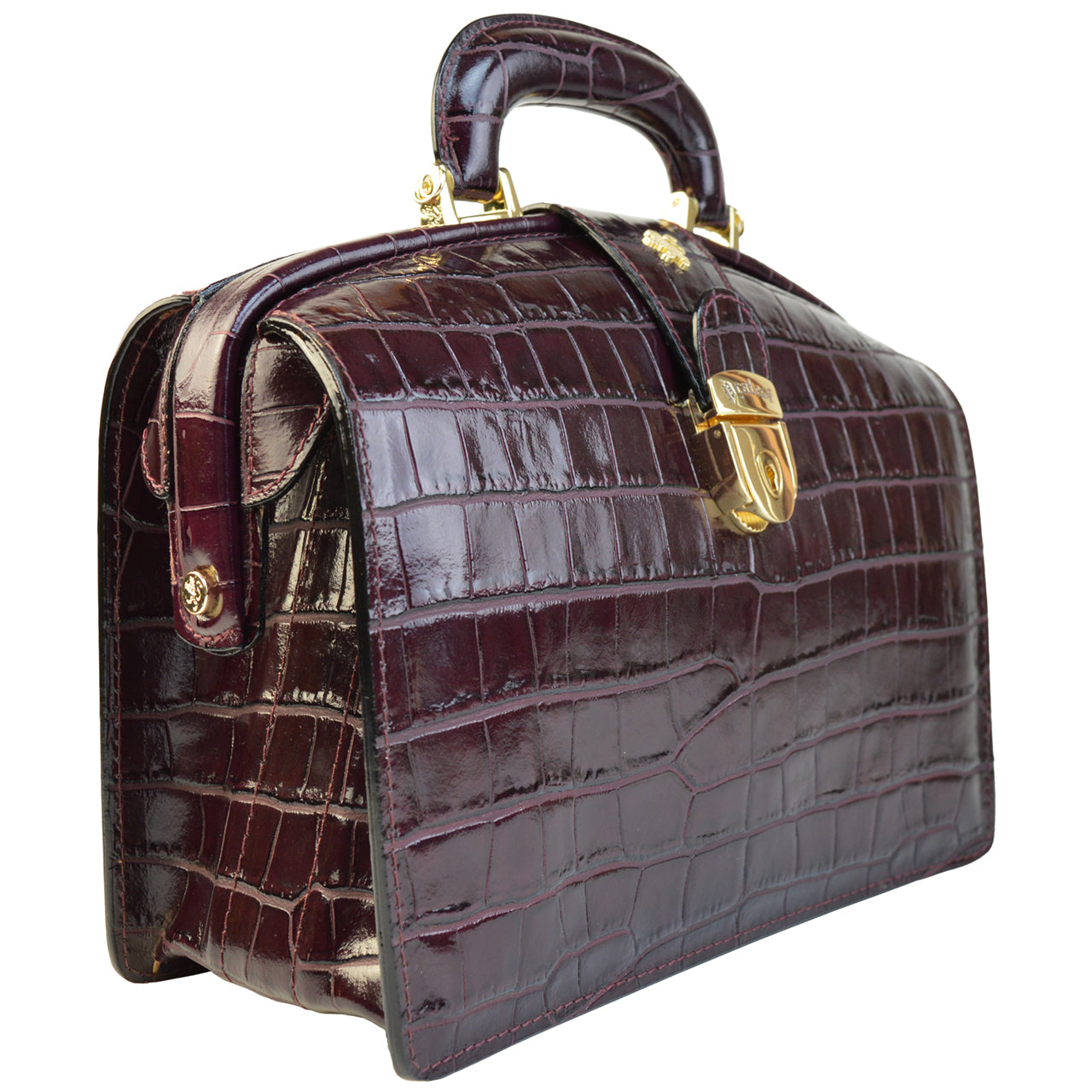 Bolsa Pratesi Miss Brunelleschi em couro italiano com textura de crocodilo - Azul Elétrico