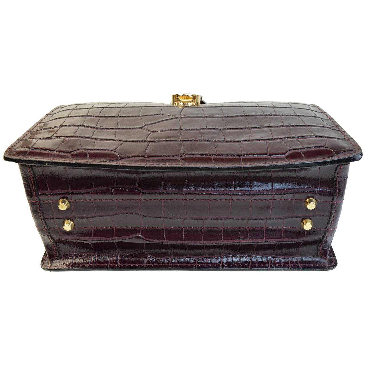 Bolsa Pratesi Miss Brunelleschi em couro italiano com textura de crocodilo - Azul Elétrico