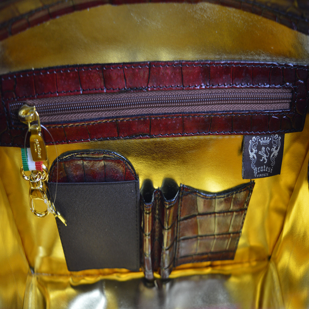 Pratesi Miss Brunelleschi Woman Bag in croco-embossed leather - Black