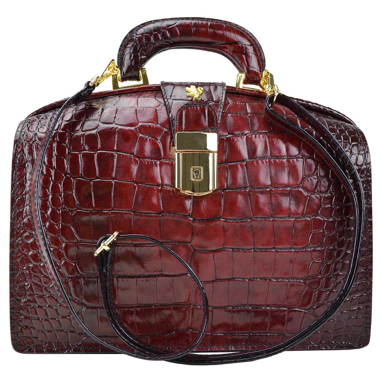 Pratesi Miss Brunelleschi Woman Bag in croco-embossed leather - Cognac