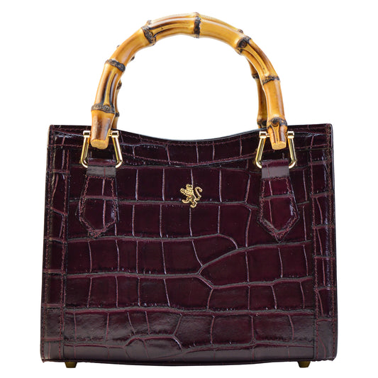 Pratesi Capri K498 Genuine Leather Lady's Bag in croco-embossed Italian leather - Chianti