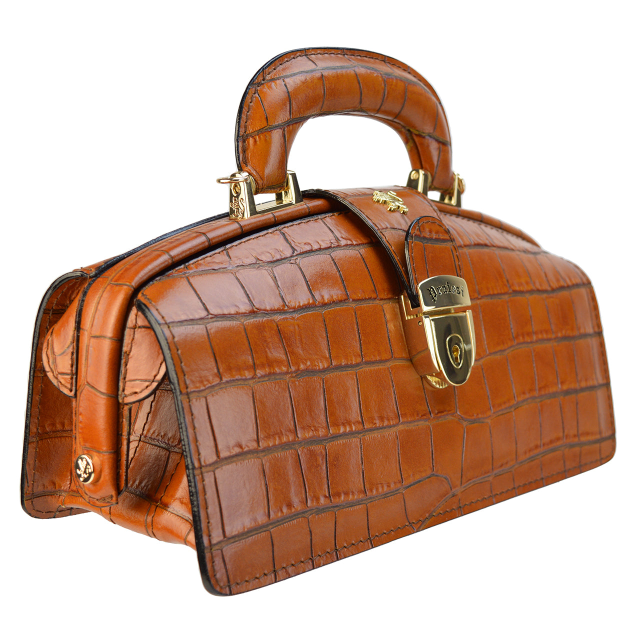 Pratesi Lady Brunelleschi Woman Bag in Italian Croco-Embossed Leather - Pink