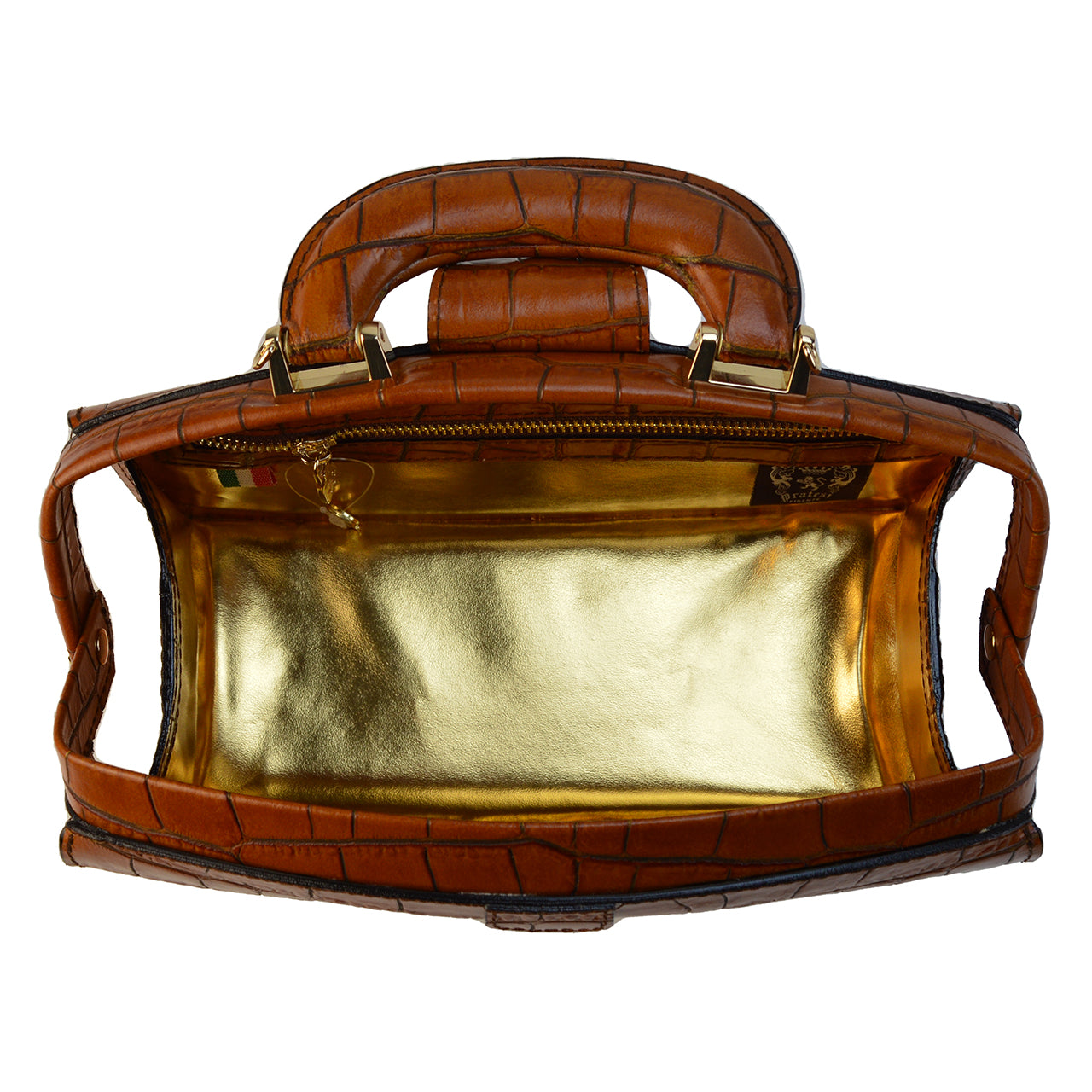 Sac à main Pratesi Lady Brunelleschi King pour femme, en cuir italien façon croco - Fuchsia