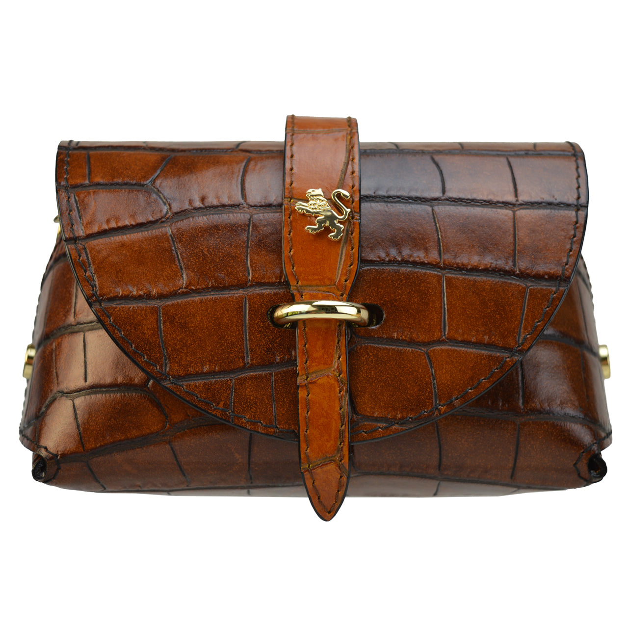 Pratesi Buonconvento Cross Body Bag K331 - Croco-Embossed Leather Brown - SALE!