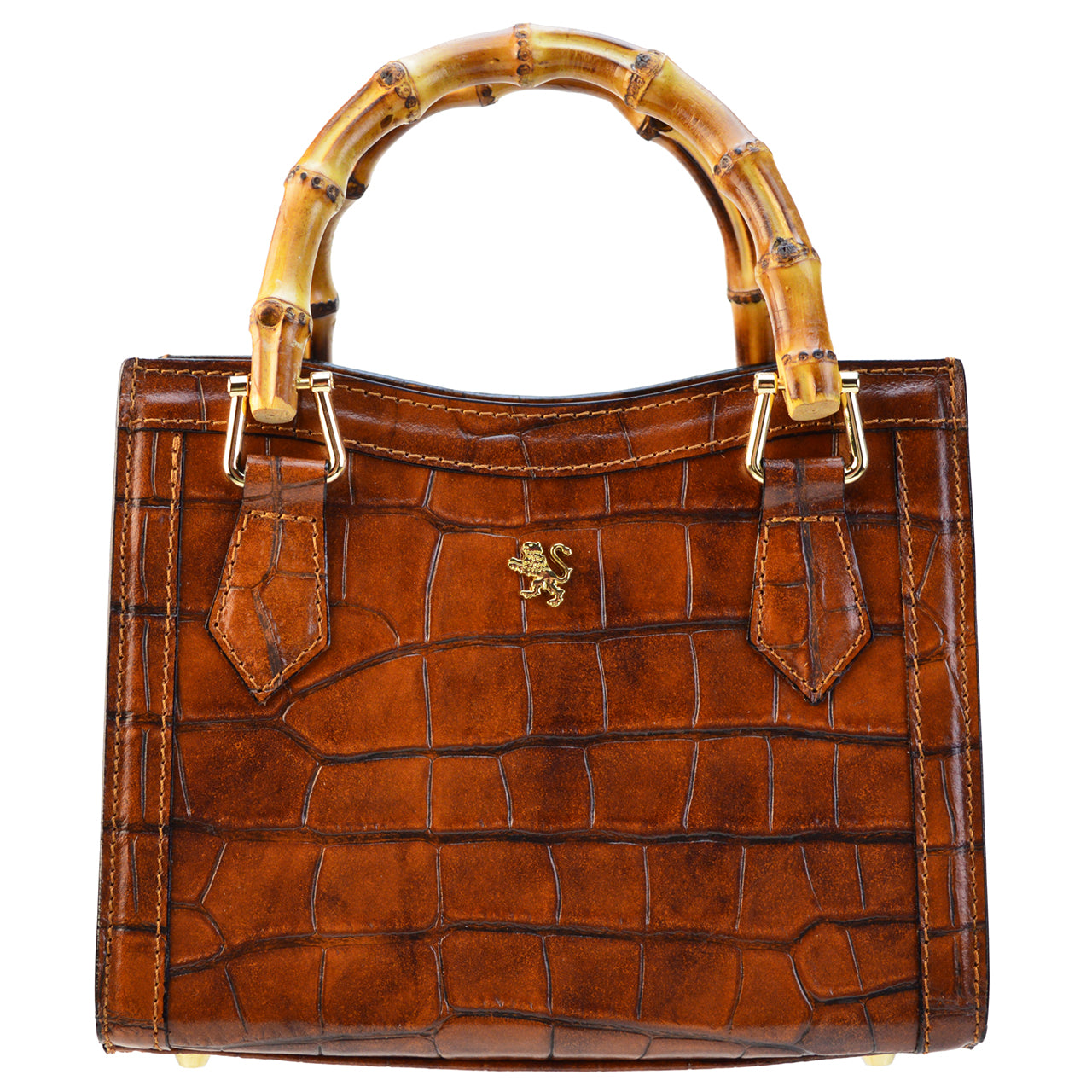 Pratesi Capri K498 Genuine Leather Lady's Bag in croco-embossed Italian leather - Brown