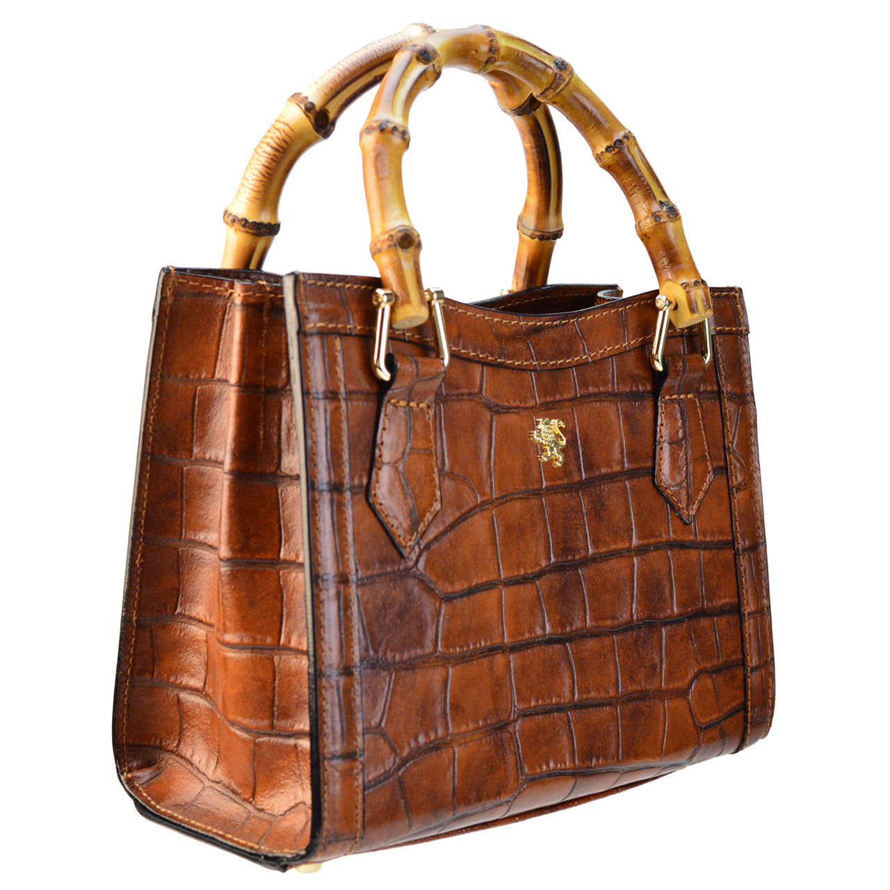 Pratesi Capri K498 Genuine Leather Lady's Bag in croco-embossed Italian leather - Chianti