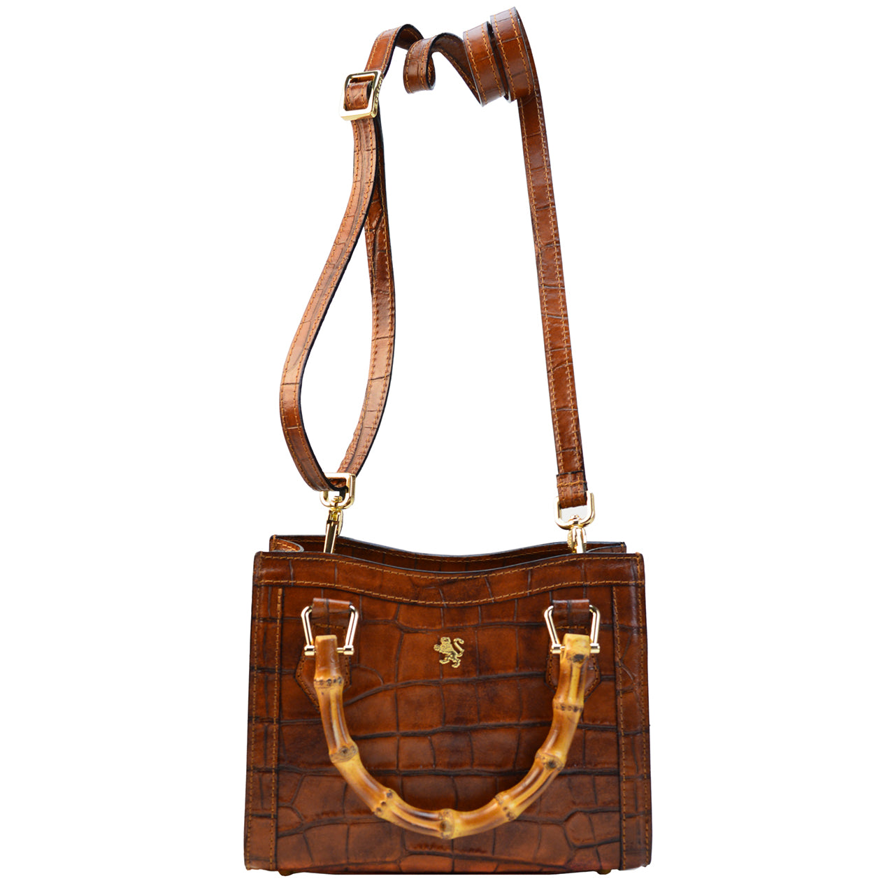 Pratesi Capri K498 Genuine Leather Lady's Bag in croco-embossed Italian leather - Chianti