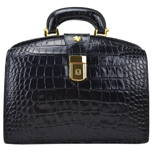 Pratesi Miss Brunelleschi Woman Bag in croco-embossed leather - Black