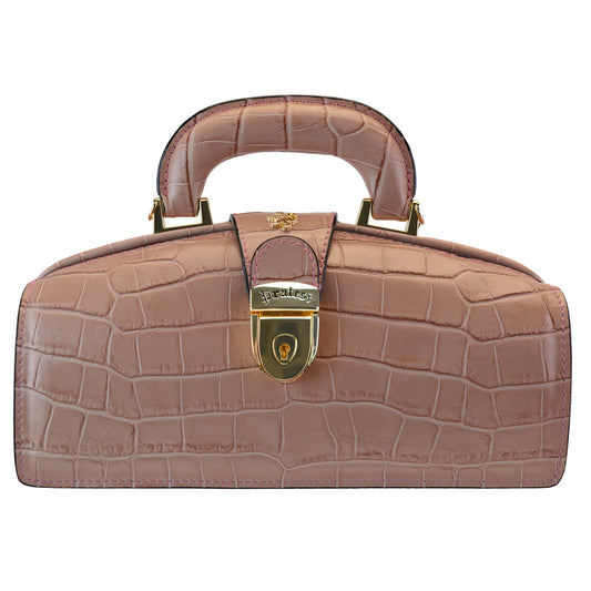 Pratesi Lady Brunelleschi Woman Bag in Italian Croco-Embossed Leather - Pink