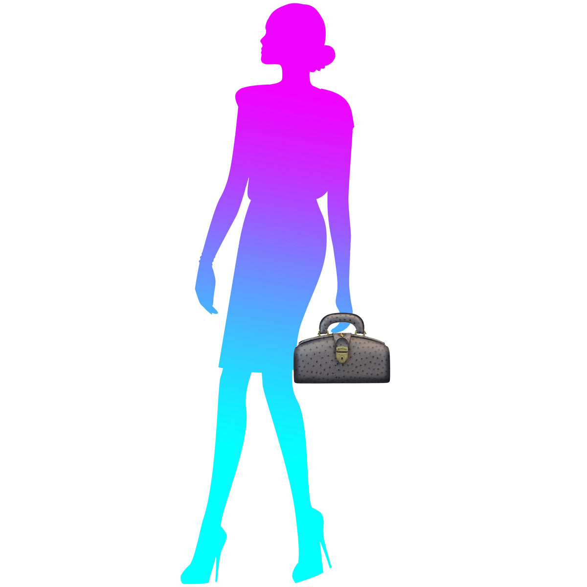 Pratesi Lady Brunelleschi Ostrich Woman Bag in cow leather - Ostrich Grey - cgpt2