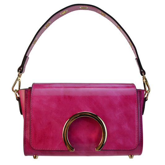 Pratesi Portovenere Italian Handbag in Genuine Italian Brunelleschi Leather - Fuchsia