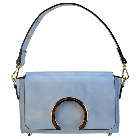 Pratesi Portovenere Sac à main italien en véritable cuir Brunelleschi italien - Bleu ciel