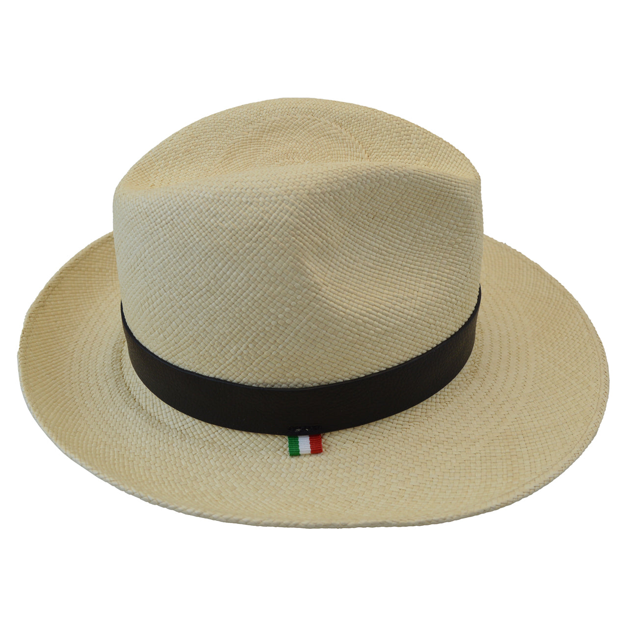 Pratesi Panama Hat for Men SCO204/P - Size S/M Genuine Leather Cognac Trim