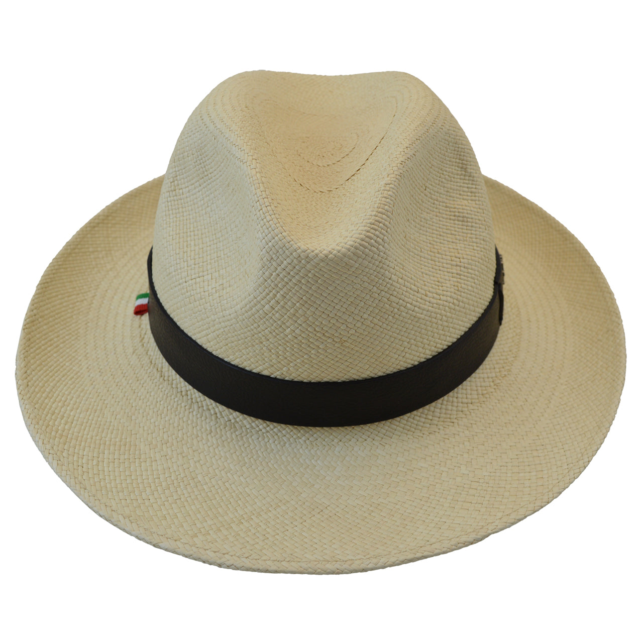 Pratesi Panama Hat for Men SCO204/P - Size S/M Genuine Leather Cognac Trim