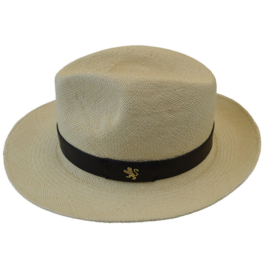 Pratesi Panama Hat for Men SCO204/P - Size S/M Genuine Leather Cognac Trim