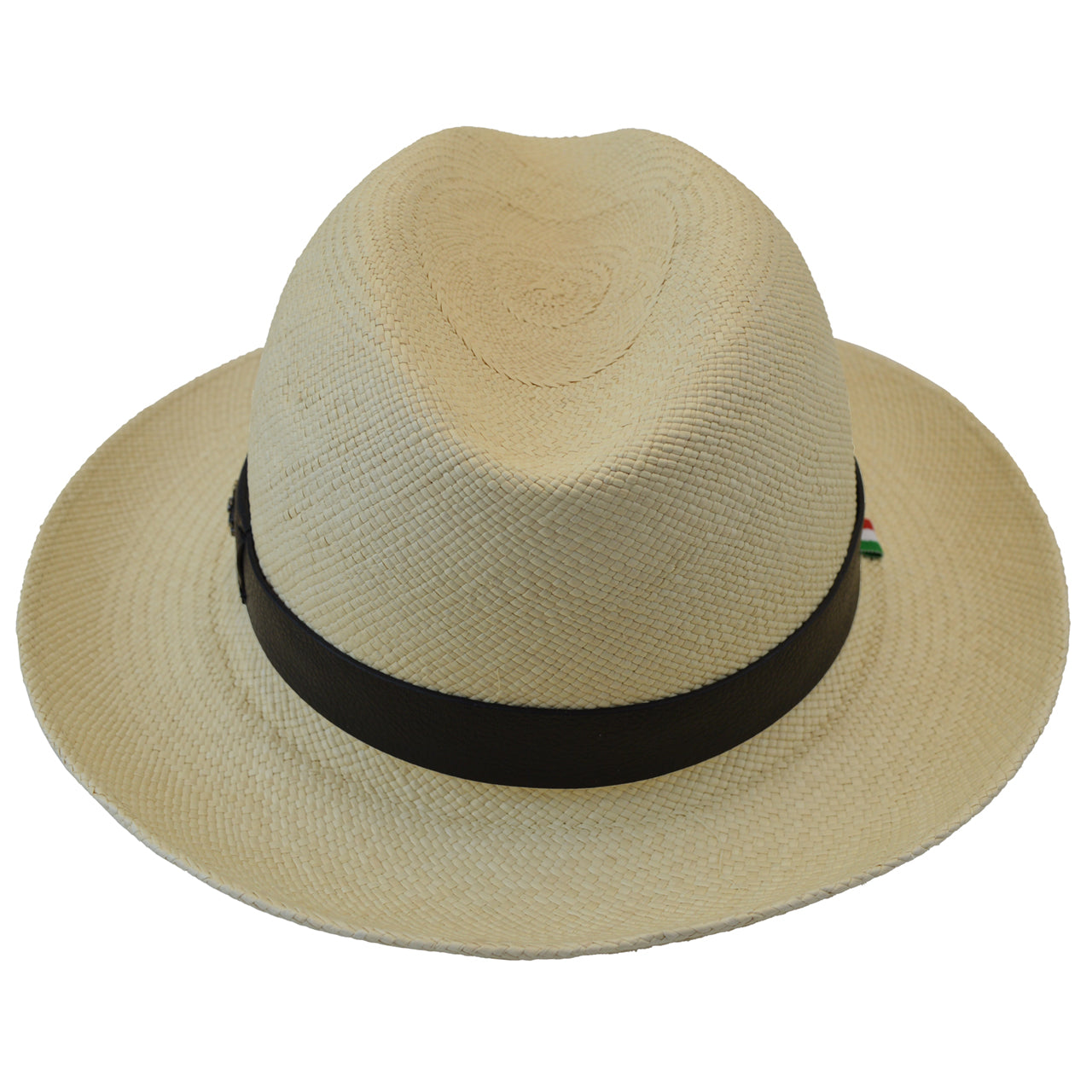 Pratesi Panama Hat for Men SCO204/P - Size S/M Genuine Leather Cognac Trim