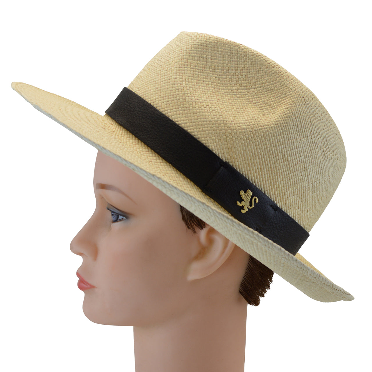 Pratesi Panama Hat for Men SCO204/P - Size S/M Genuine Leather Cognac Trim