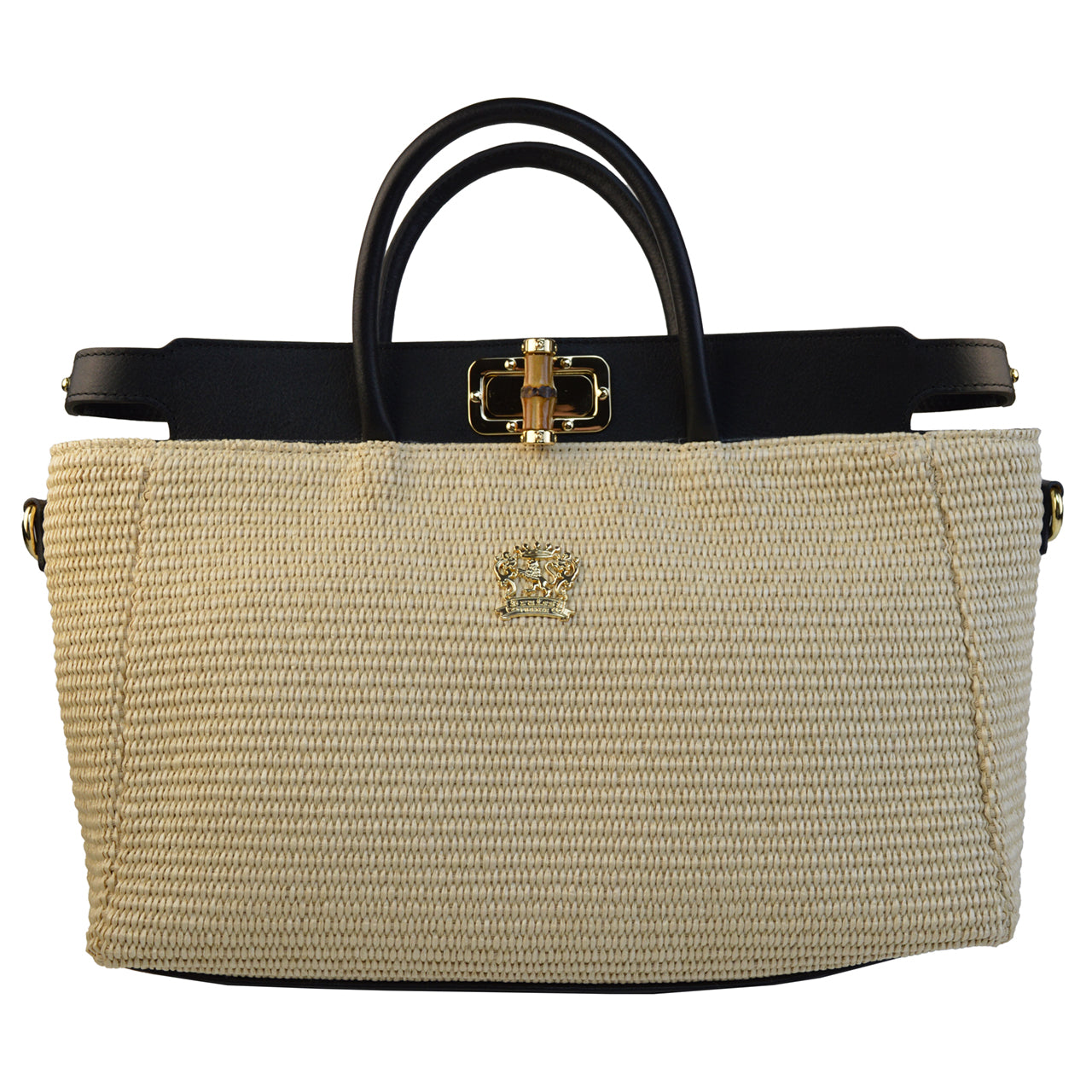 Pratesi Punta Ala Summer Shoulder Bag Leather Trimmed - Black