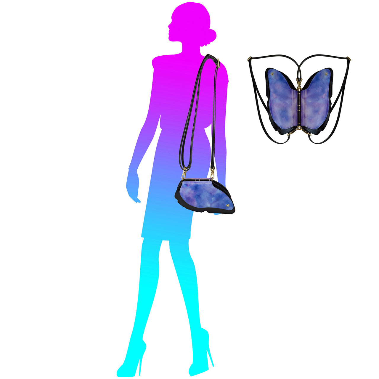 Pratesi Farfalla Backpack V383/CH in genuine Italian Fusion Patent Leather - Sky Blue