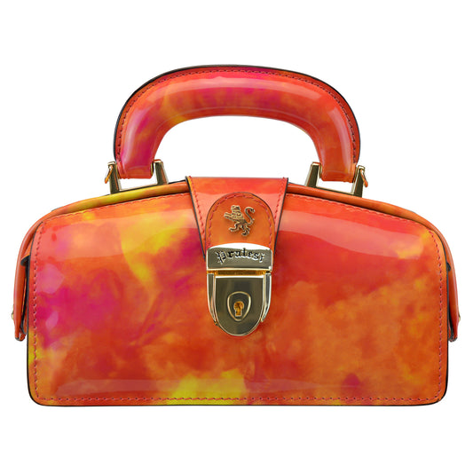 Pratesi Brunelleschi Mini Handbag in Genuine Italian Patent Leather - Fusion Orange