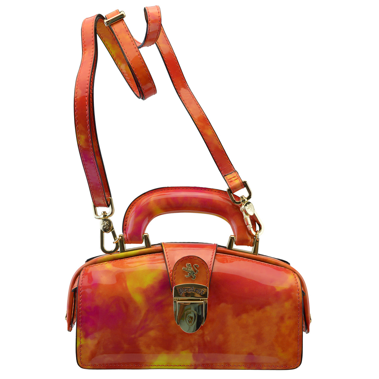 Pratesi Brunelleschi Mini Handbag in Genuine Italian Patent Leather - Fusion Brown