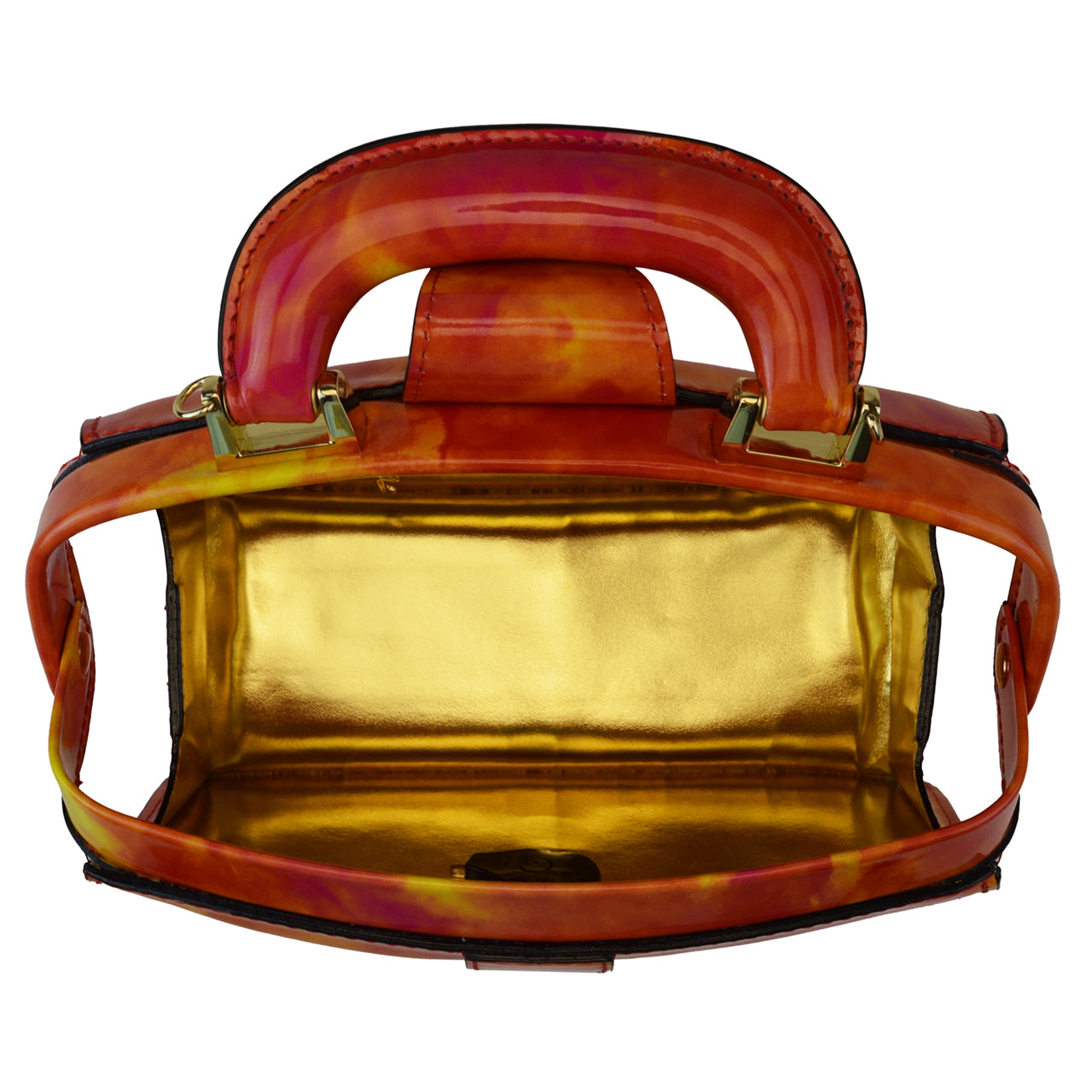 Pratesi Brunelleschi Mini Handbag in Genuine Italian Patent Leather - Fusion Brown