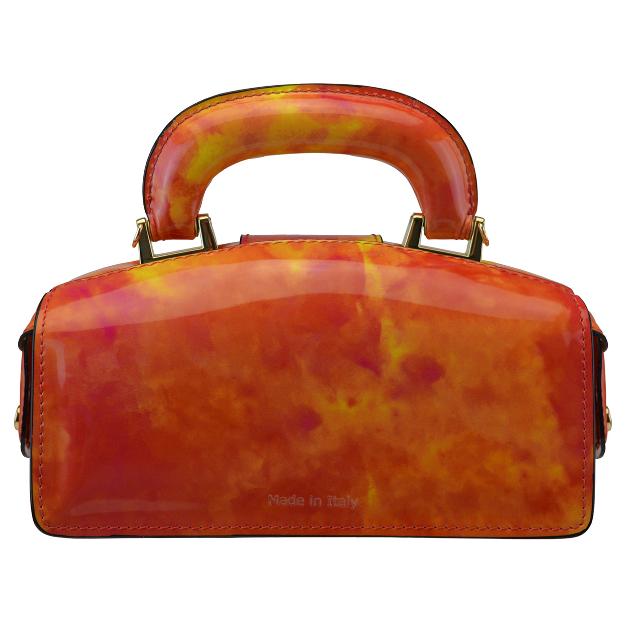 Pratesi Brunelleschi Mini Handbag in Genuine Italian Patent Leather - Fusion Brown