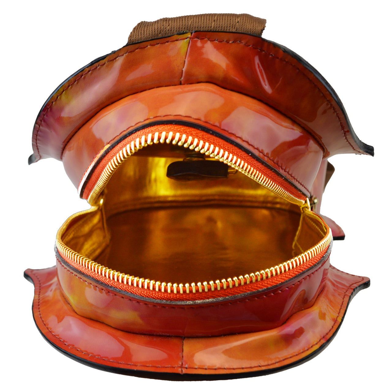 Mochila Pratesi Violino em couro envernizado genuíno Fusion - Laranja Envernizado