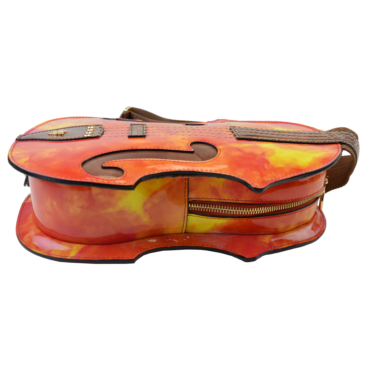 Mochila Pratesi Violino em couro envernizado genuíno Fusion - Marrom