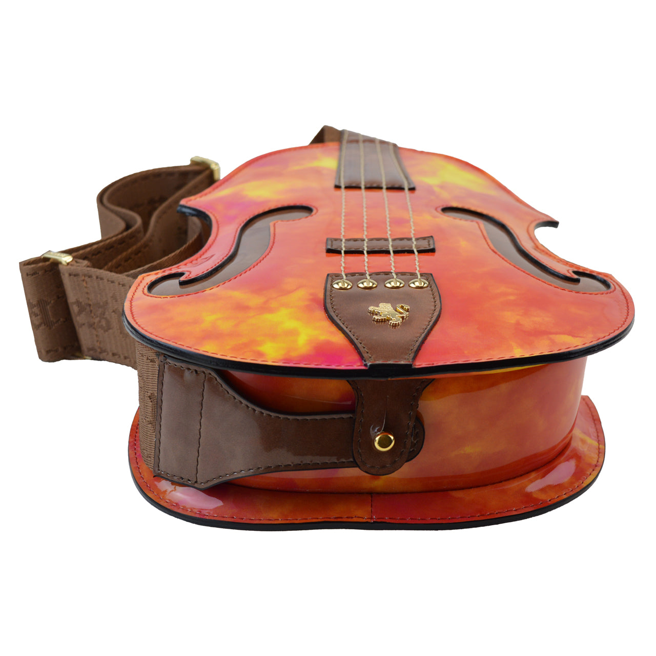 Mochila Pratesi Violino em couro envernizado genuíno Fusion - Azul celeste