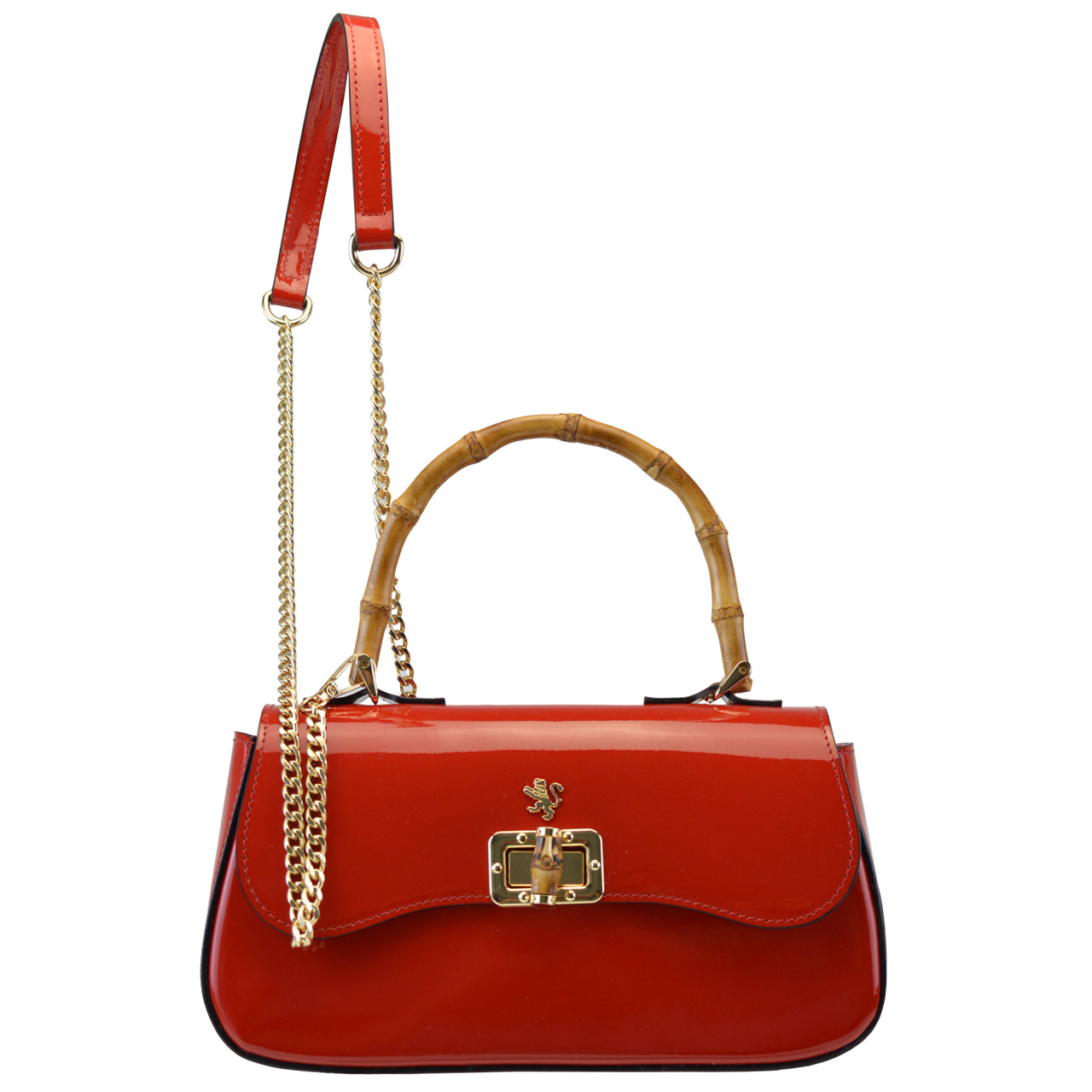 Pratesi Antella em couro envernizado italiano genuíno - cereja