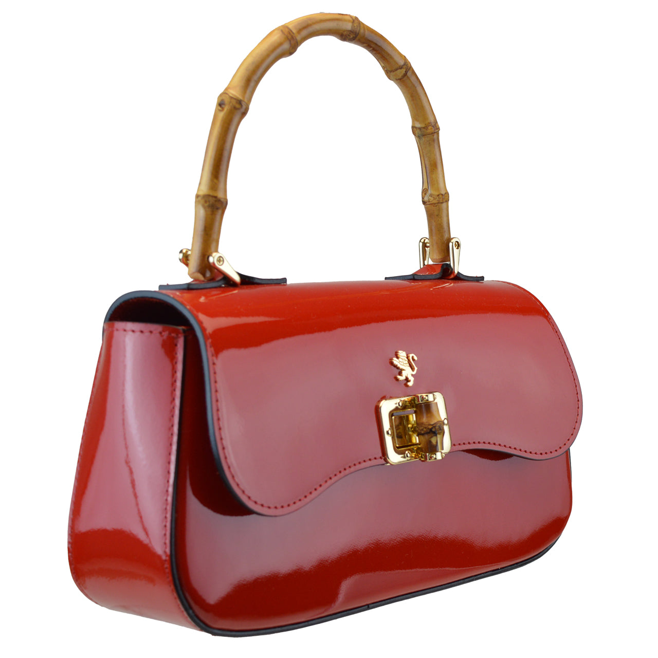 Pratesi Antella em couro envernizado italiano genuíno - cereja