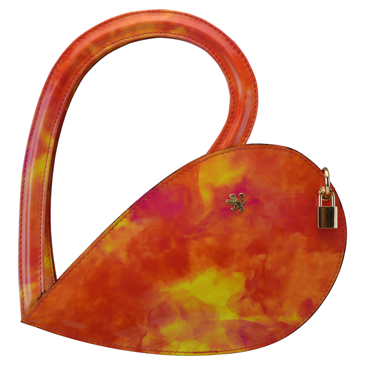 Pratesi Cuore クロスボディバッグ 本イタリアンパテントレザー - フュージョンオレンジ