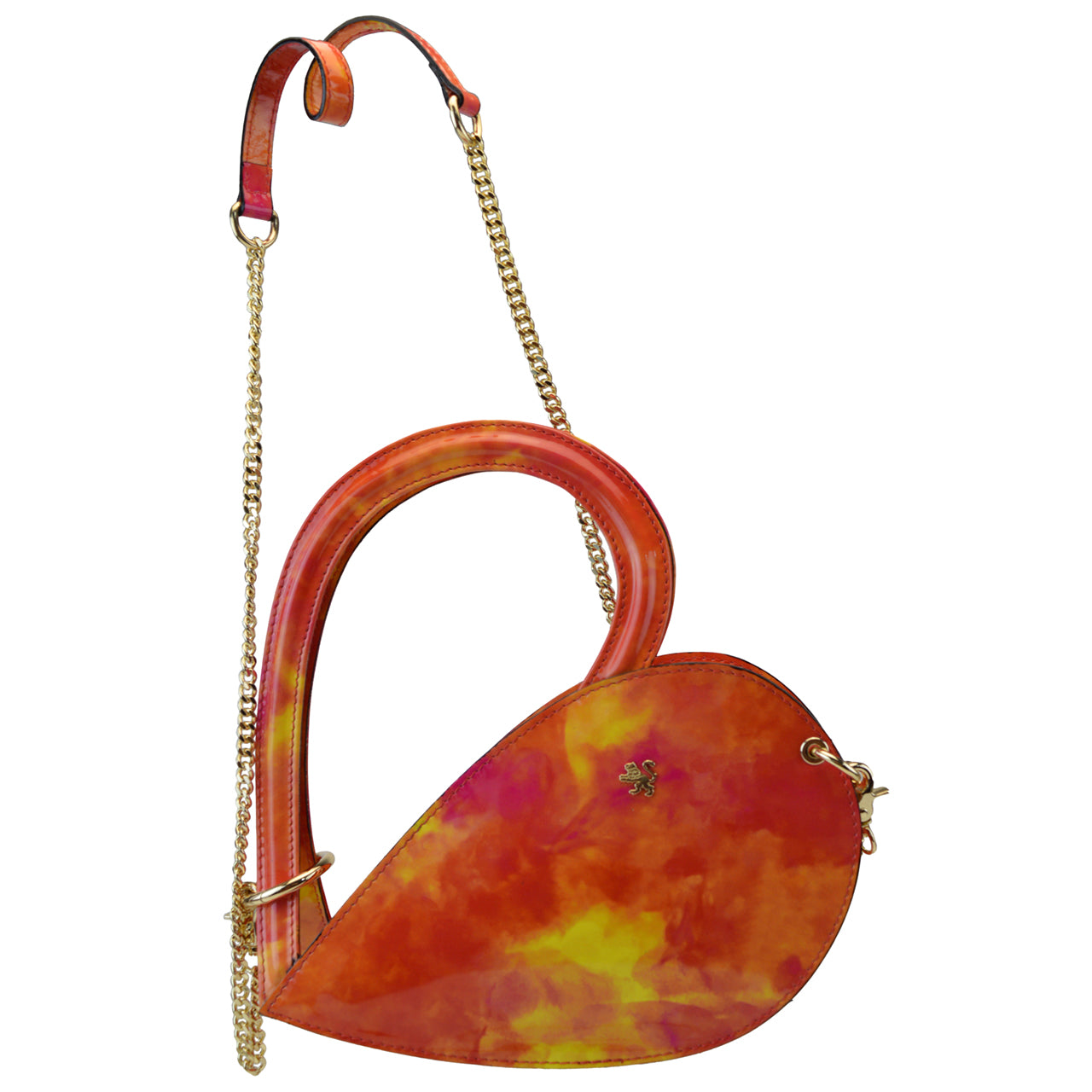 Pratesi Cuore クロスボディバッグ 本イタリアンパテントレザー - フュージョンオレンジ