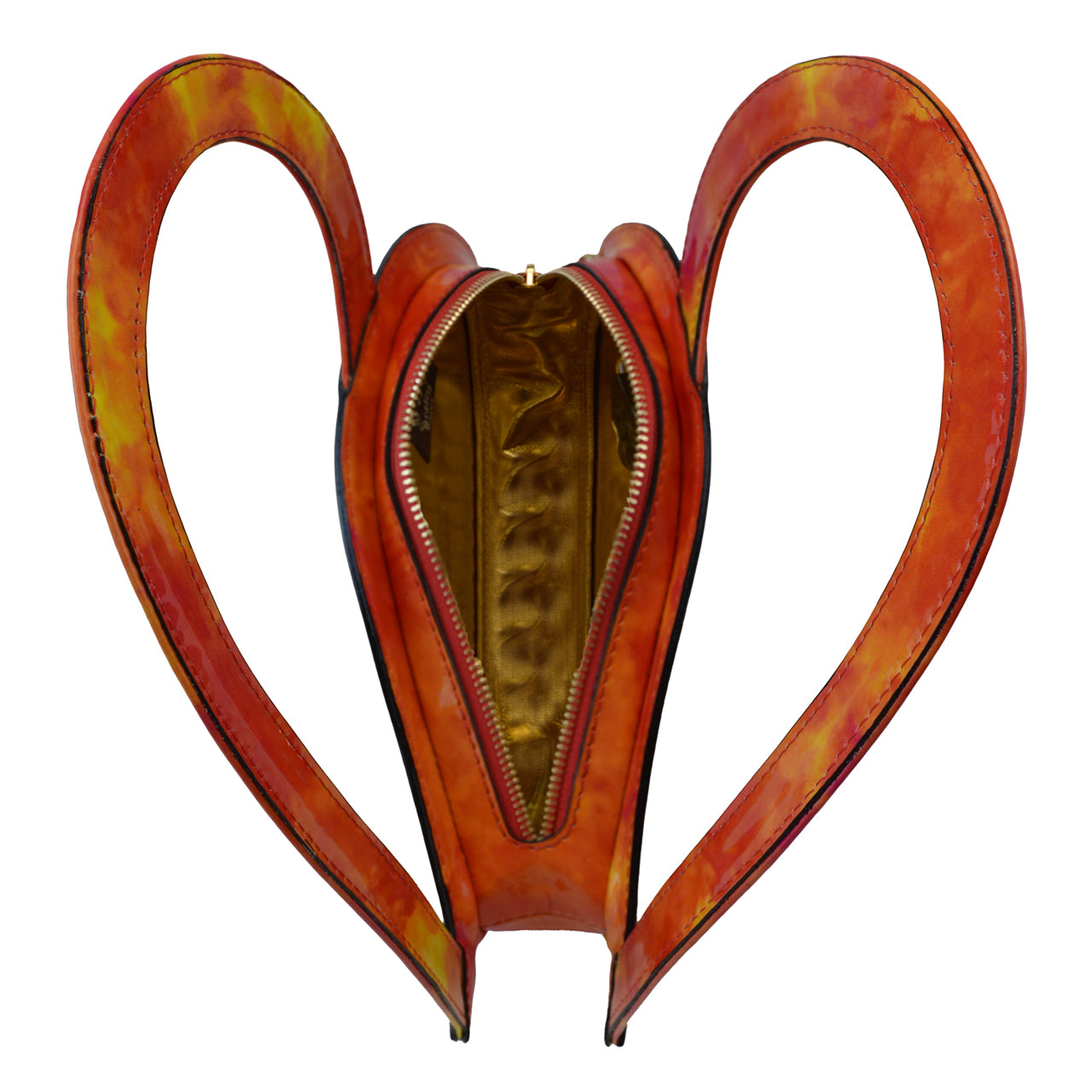 Pratesi Cuore クロスボディバッグ 本イタリアンパテントレザー - フュージョンオレンジ