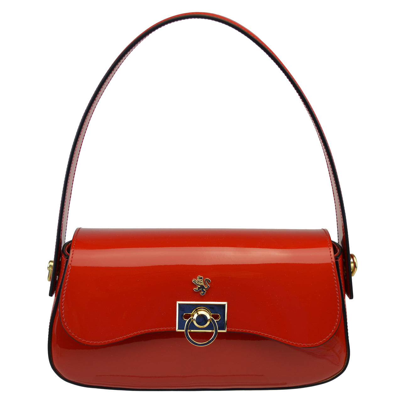 Pratesi Castellina Italian Handbag in Patent Leather - Cherry