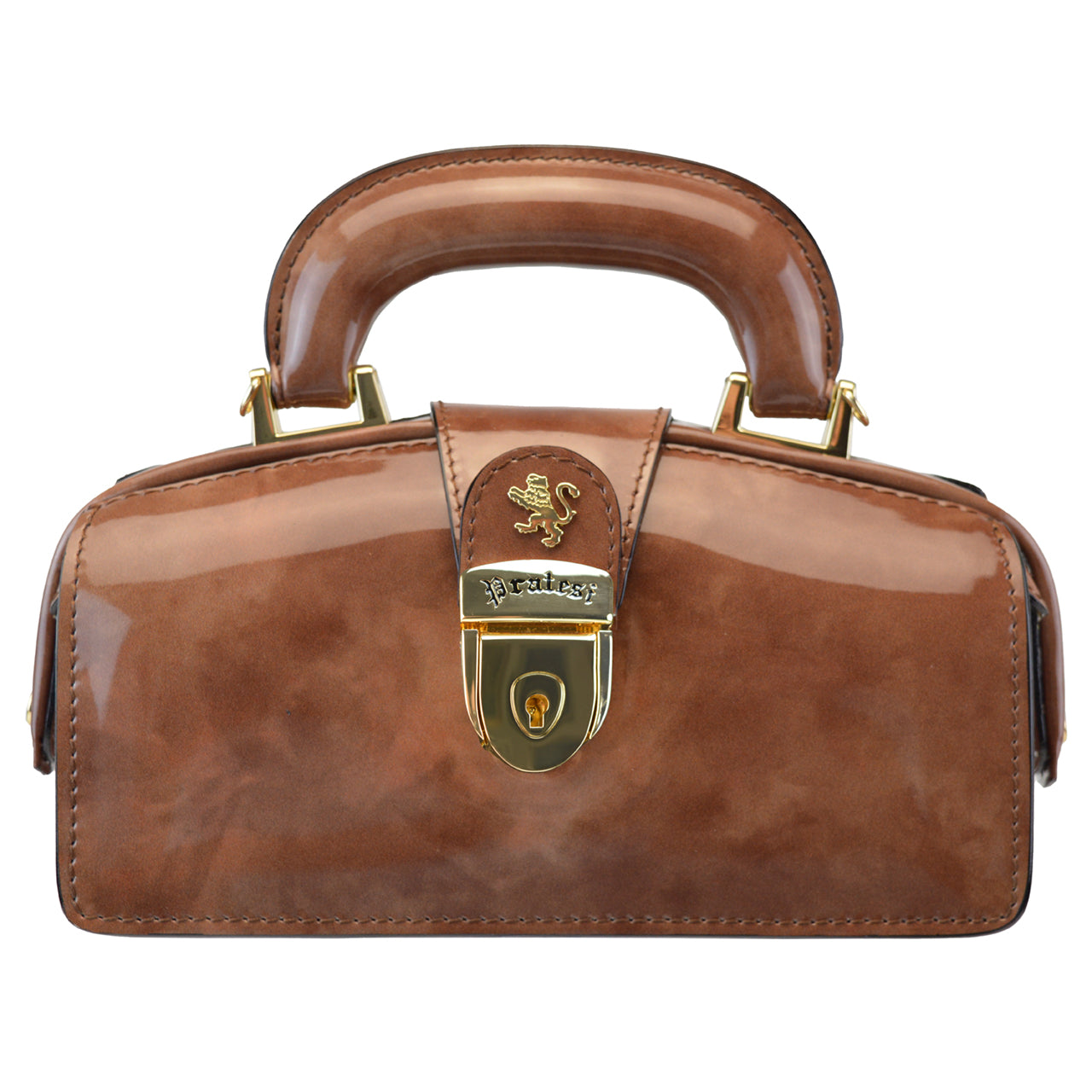 Pratesi Brunelleschi Mini Handbag in Genuine Italian Patent Leather - Fusion Brown