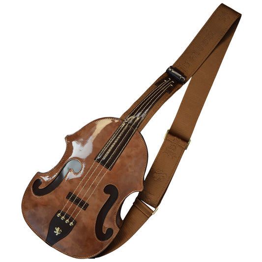 Mochila Pratesi Violino em couro envernizado genuíno Fusion - Marrom