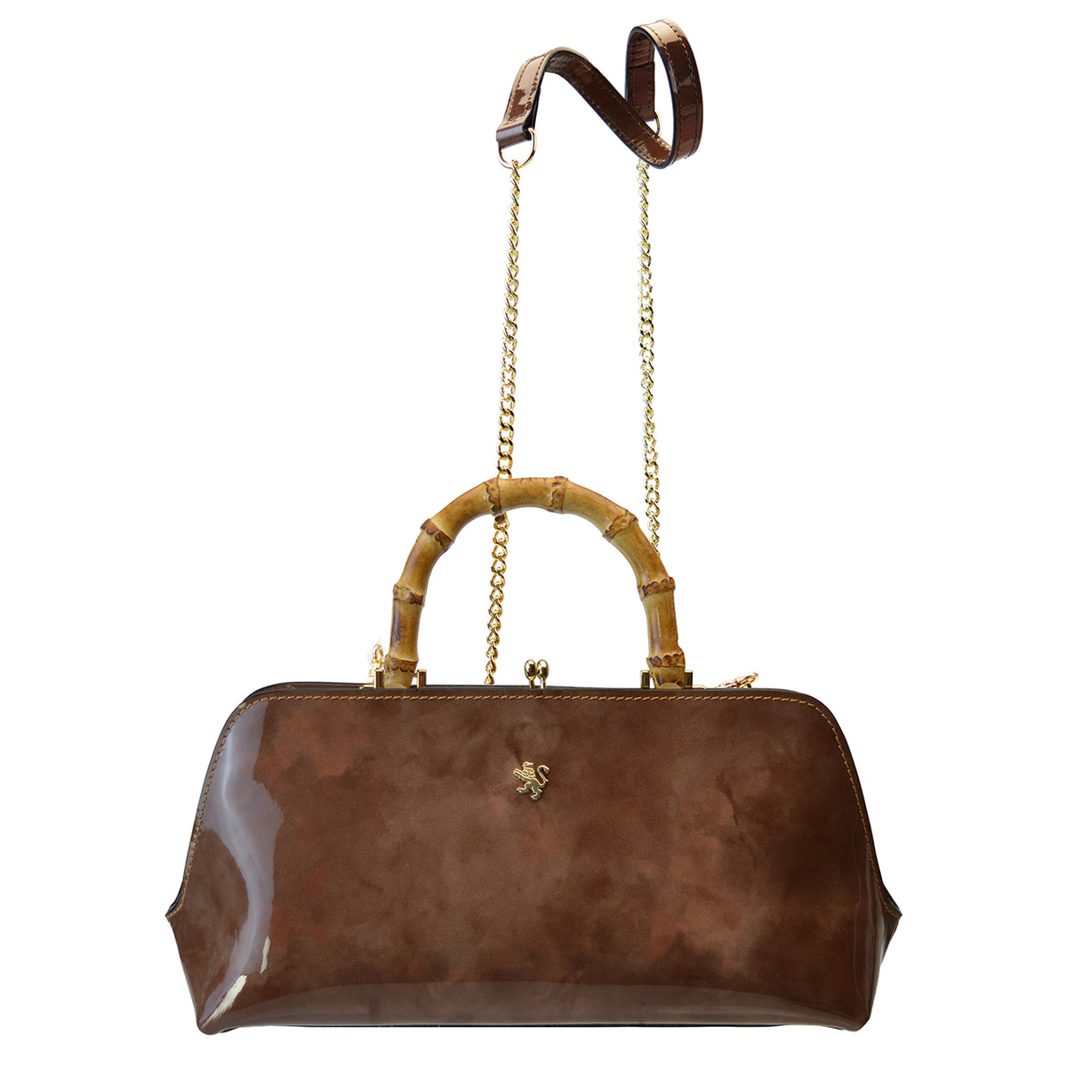 Pratesi Candeli Lux Handbag V565/27CH in patent calfskin - Fusion Brown Patent - cgpt2