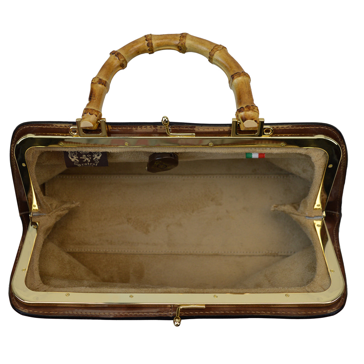 Pratesi Candeli Lux Handbag V565/27CH in patent calfskin - Fusion Brown Patent - cgpt2