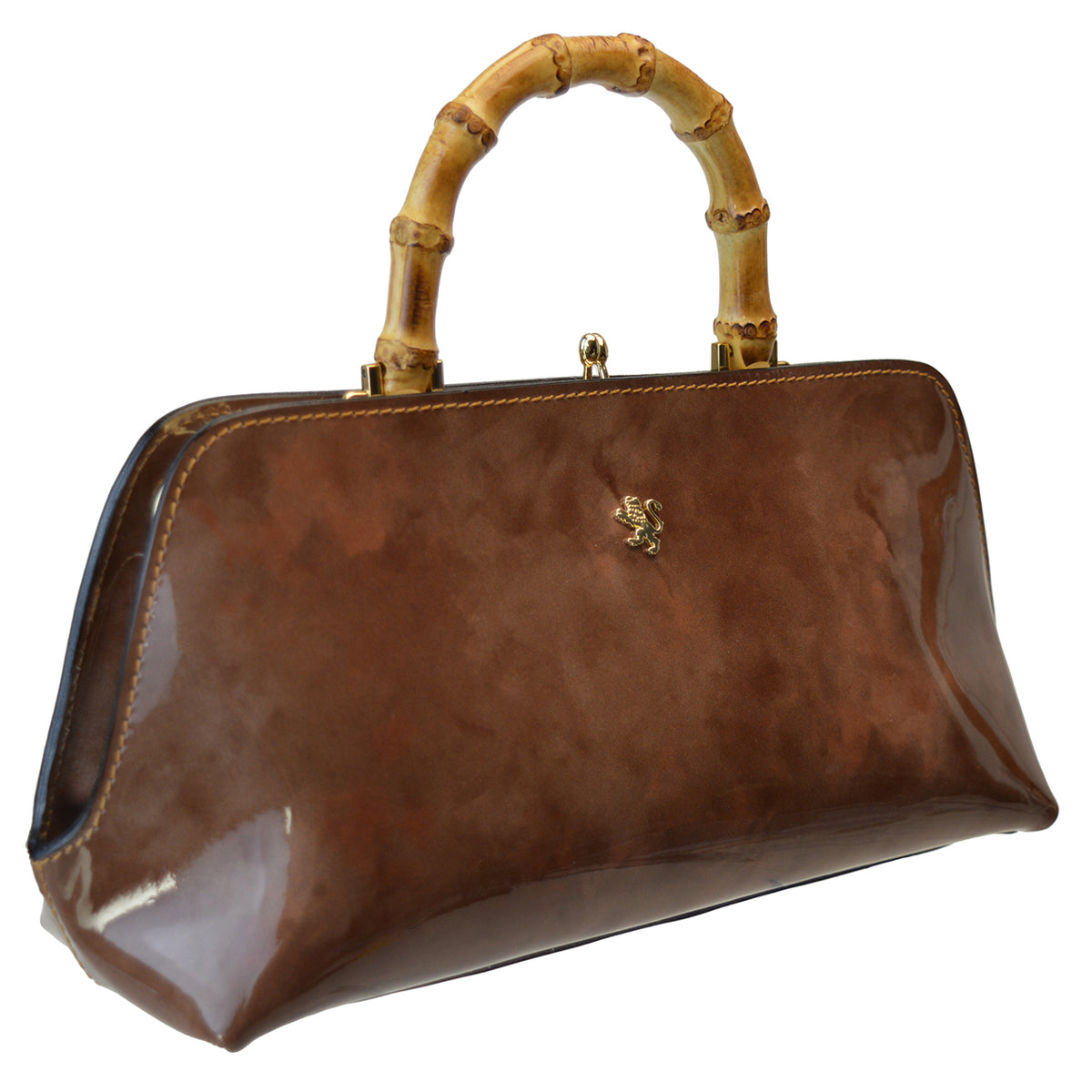 Pratesi Candeli Lux Handbag V565/27CH in patent calfskin - Fusion Brown Patent - cgpt2