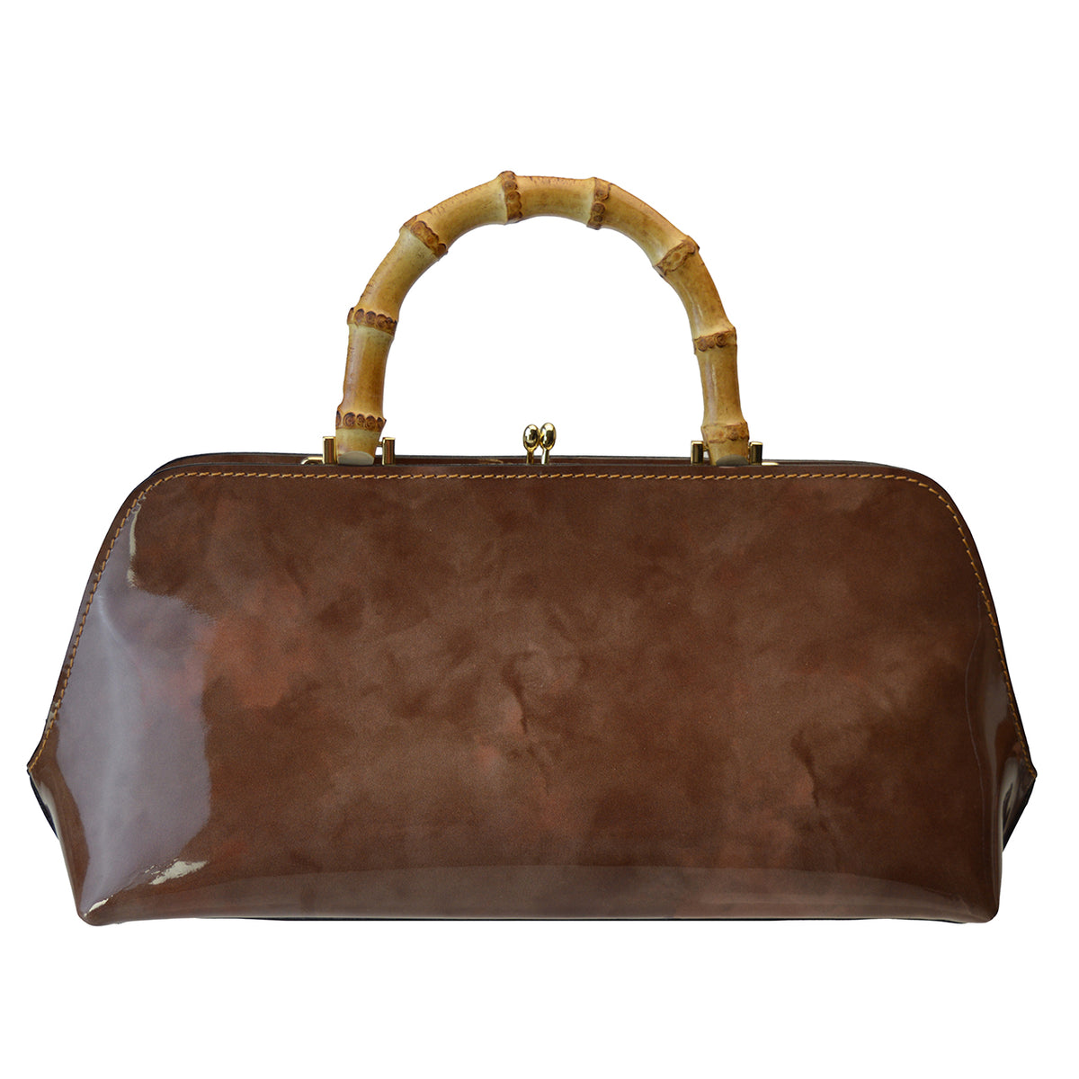 Pratesi Candeli Lux Handbag V565/27CH in patent calfskin - Fusion Brown Patent - cgpt2