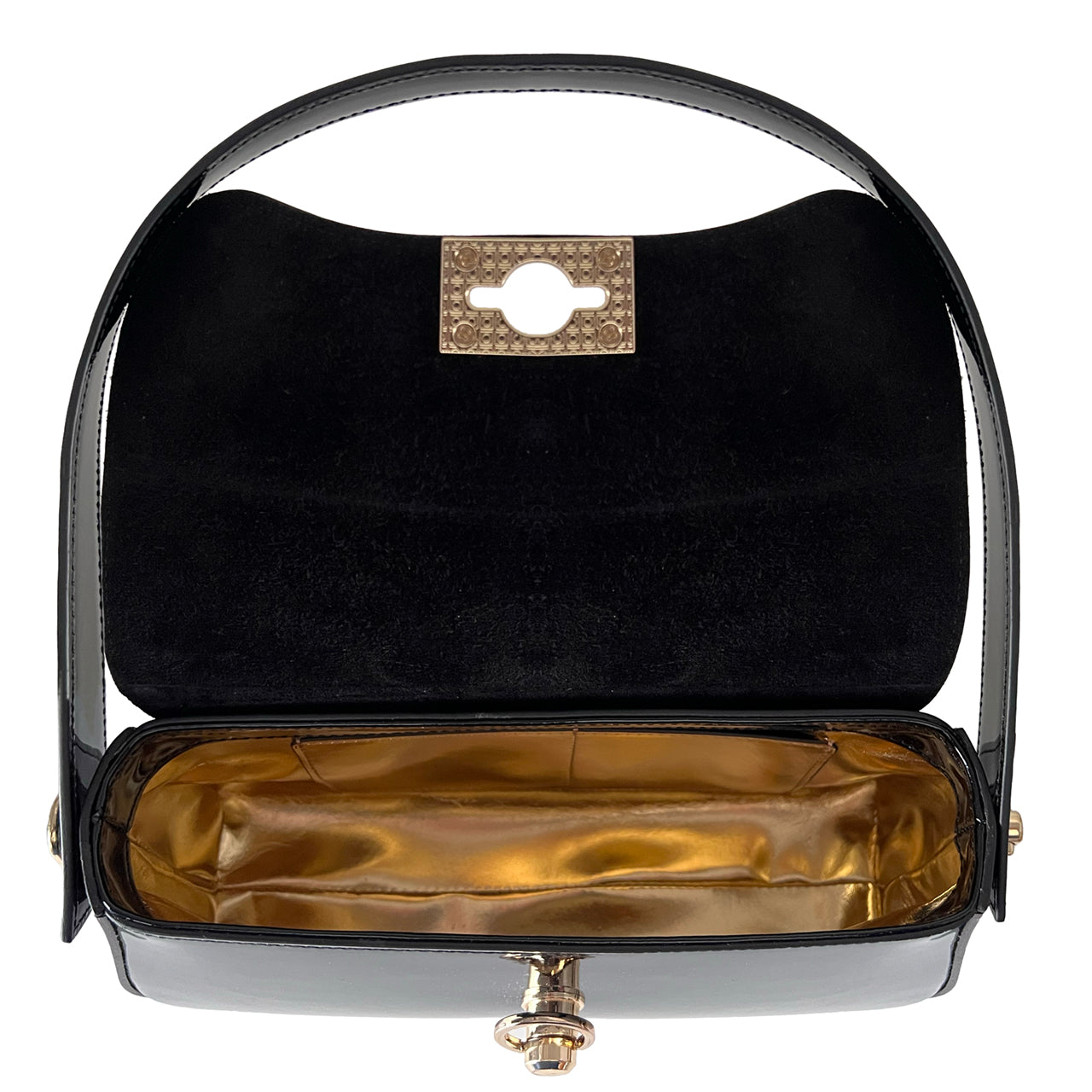 Pratesi Castellina イタリアン ハンドバッグ パテントレザー - ブラック