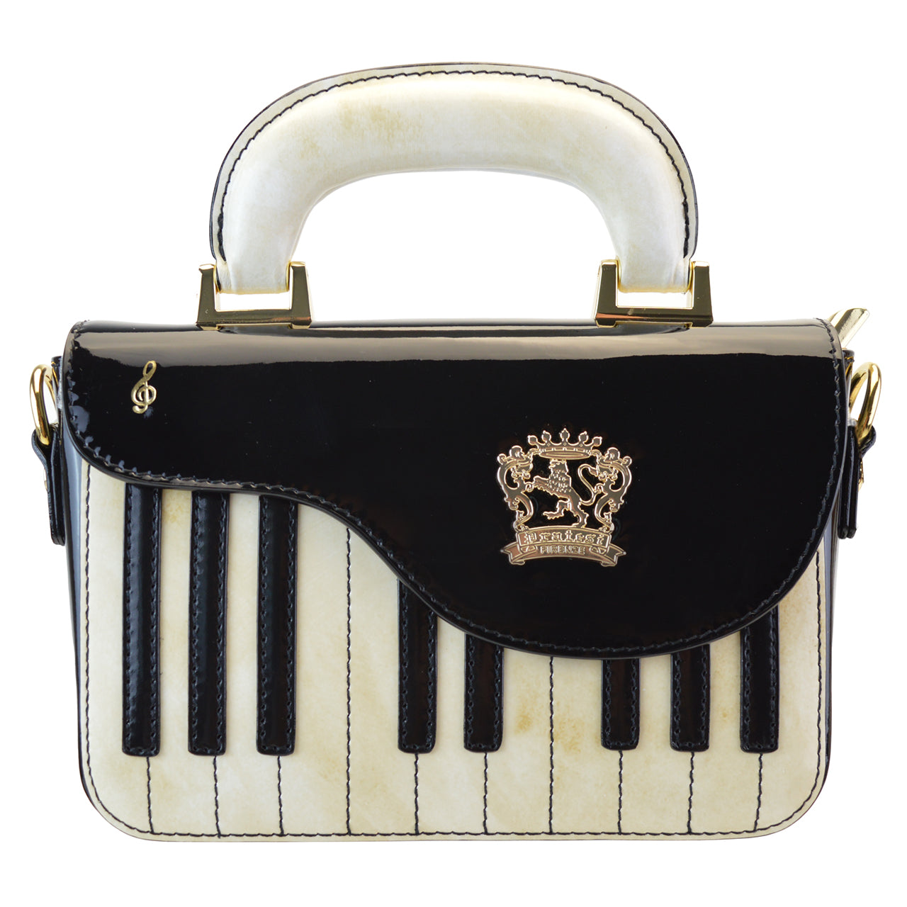 Pratesi Pianola V534 Cross Body Bag in cow leather - Patent Black - LQE2