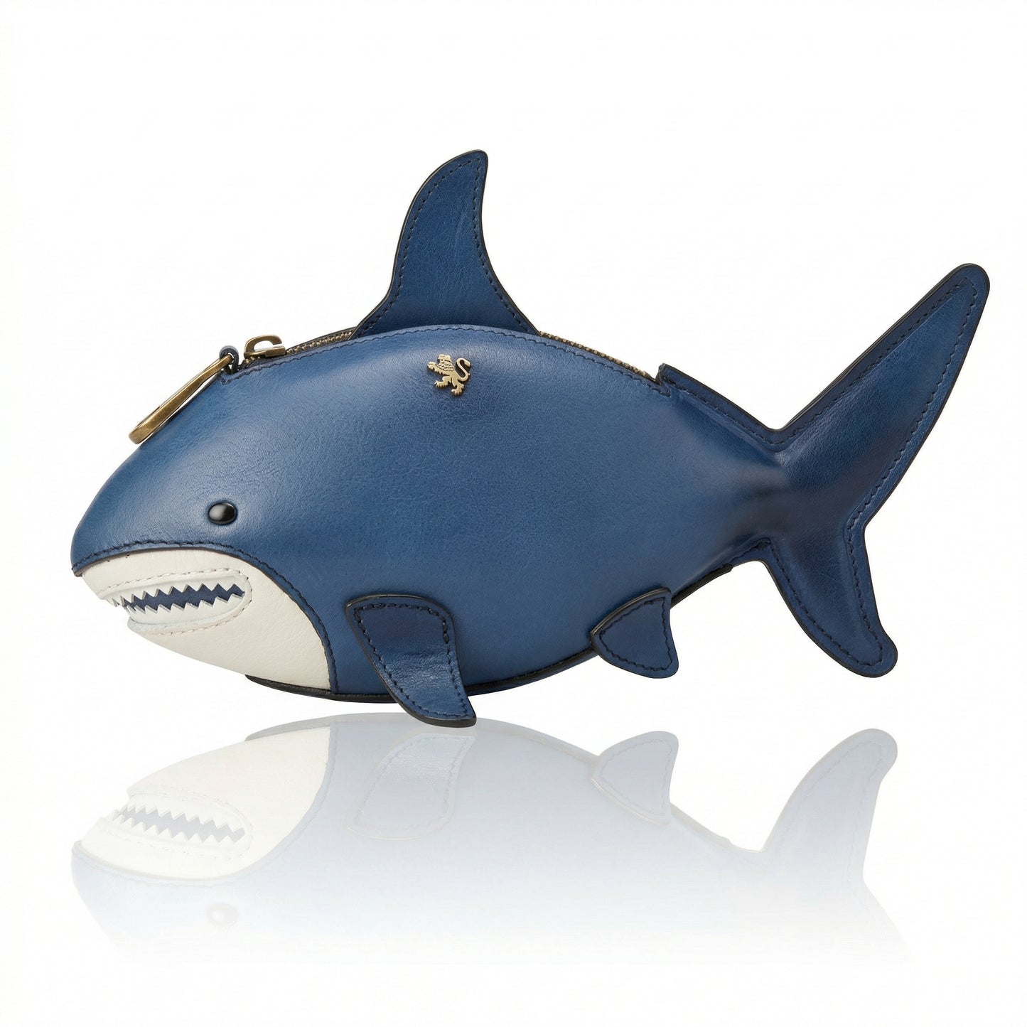 Pratesi Shark, CrossBody Bag B222 in Full Grane Leather - Bruce Bleu - LQE2